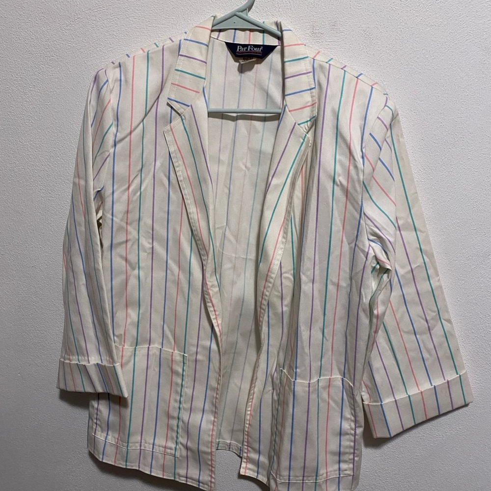 The Limited Multicolor Striped Blazer Golf Jacket with Shoulder Pads Vintage